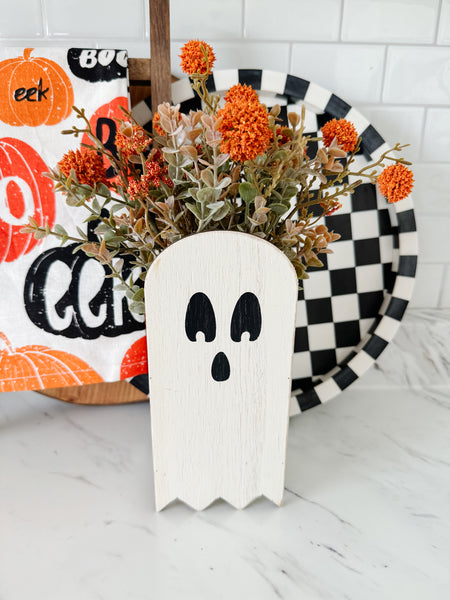 Distressed Wooden Ghost Planter Box