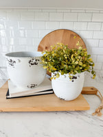 White Distressed Metal Pots (Set of 2)