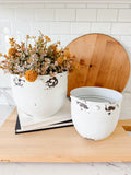 White Distressed Metal Pots (Set of 2)