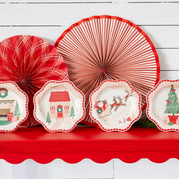 Santa Scenes Bamboo Melamine Plate Set