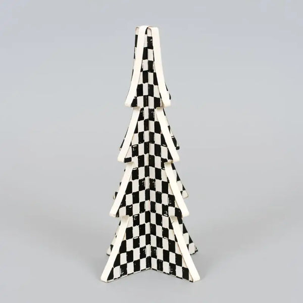 Black & White Checked Wood Tree