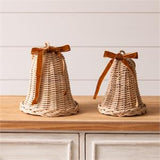 Set Of Two -Woven Rattan Bells