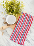 Red & Blue Striped Tea Towel